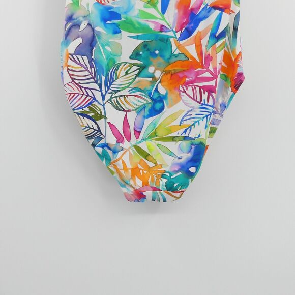 Lauren Ralph Lauren Off-The-Shoulder One-Piece Swimsuit Size 4 Floral Tropical - Picture 6 of 10